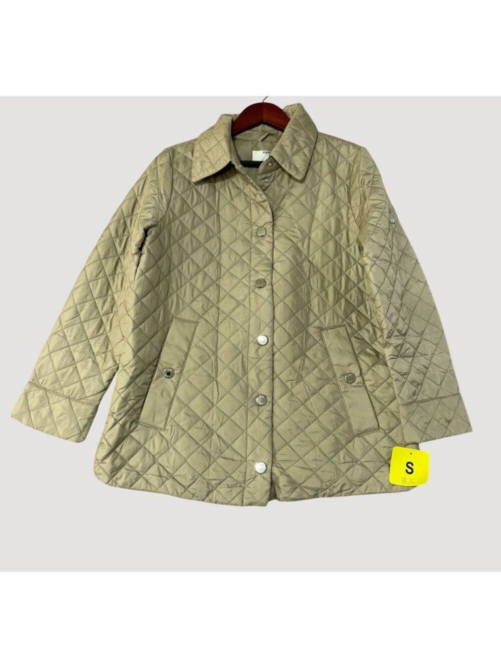 NWT Anne Klein Women's S Beige Quilted Jacket Lightweight Coat M1355